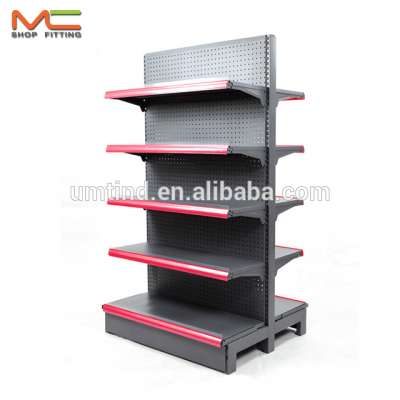 supermarket shelving gondola rack with welded base leg