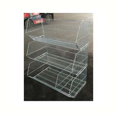 warehouse storage wire stacking basket, warehouse shelf