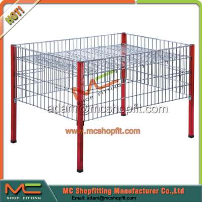 Supermarket retail wire mesh promotion container,wire dump bin