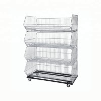 supermarket stacking wire basket, collapsible wire display basket