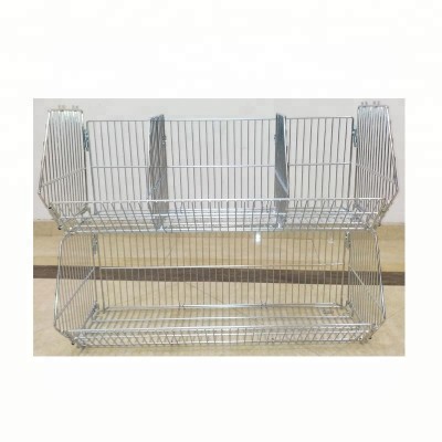 Mobile Promotion Dump Bin Stacking Display Wire Basket