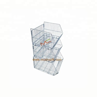 supermarket 4 tiers wire storage basket with wheels,stacking basket