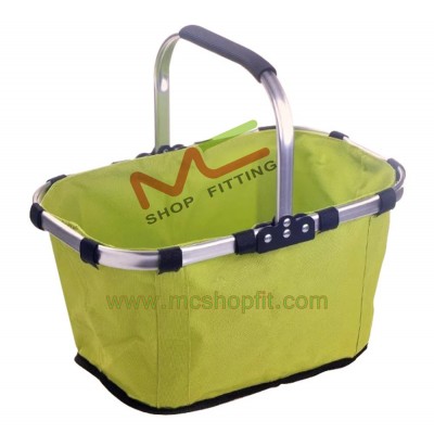 Foldable carry fabric shopping basket/metal supermarket aluminum shopping basket