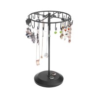 Black Rotating Necklace Holder Bracelet Jewelry Tree Stand Spinner Rack